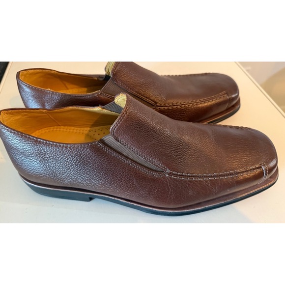 Sandro 5302 Mens 13D Brown‎ Leather Square Toe Gore Loafers, Made in Brazil